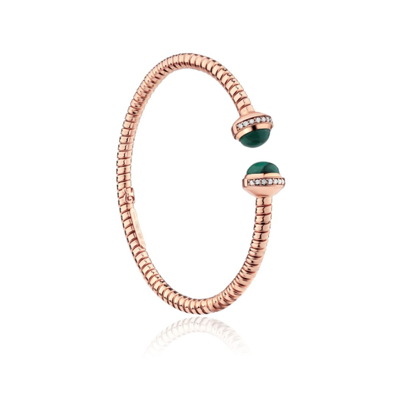 Bracelet Excellence Or rose750/1000, Diamants & Malachite