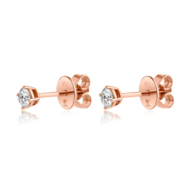 Puces d'oreilles solitaire Excellence en Or rose 750/1000 & Diamants