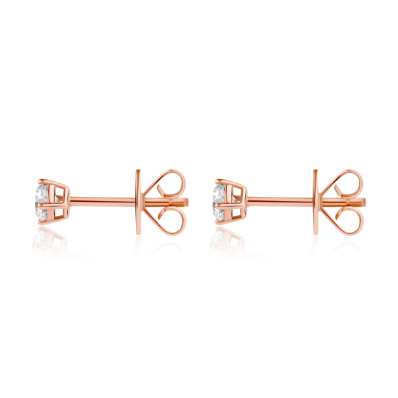 Puces d'oreilles solitaire Excellence en Or rose 750/1000 serti de diamants