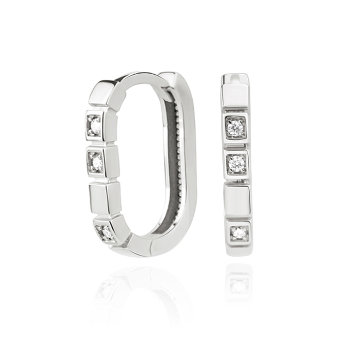 Créoles ovale Excellence Or gris 750/1000 & Diamants