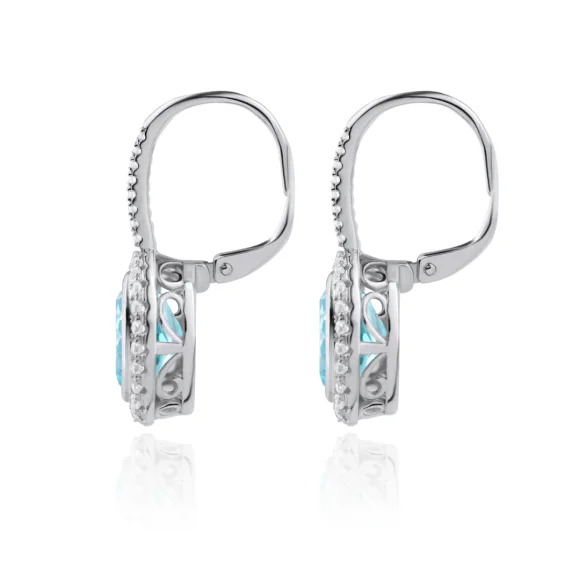 Boucles serties de aquamarine synthétique
