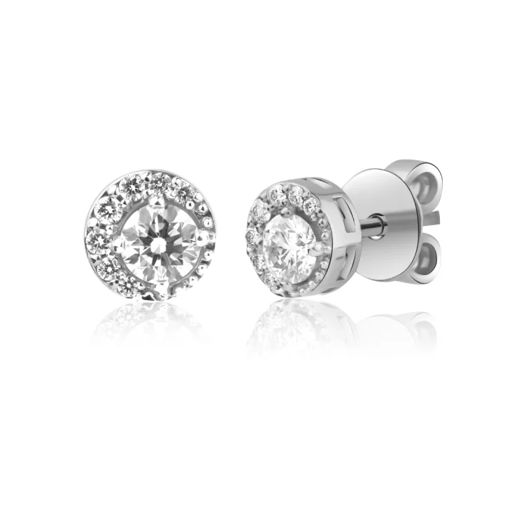 Puces d'oreilles marguerite Excellence Or gris 750/1000 & Diamants