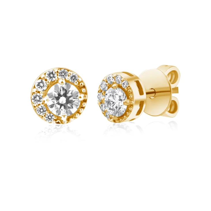 Puces d'oreilles marguerite Excellence Or jaune 750/1000 & Diamants