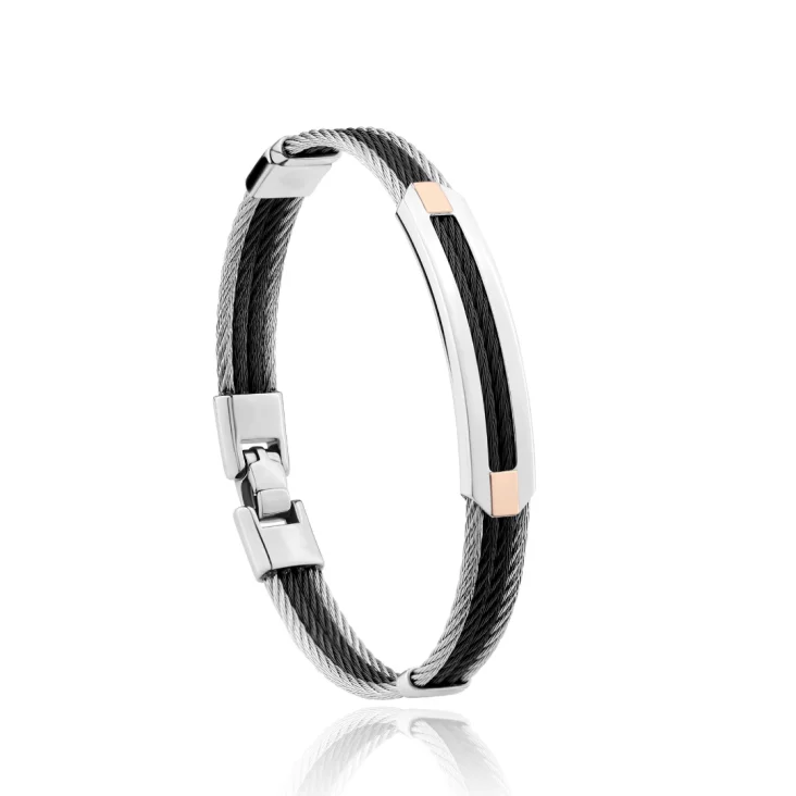 Bracelet rigide Excellence Acier 316L & Or 750/1000 - Small