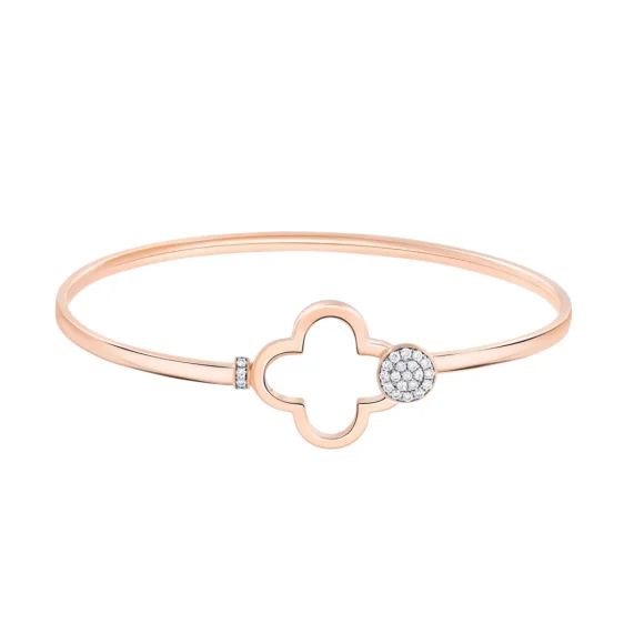 Jonc trèfle Excellence Or rose 750/1000 & Diamants