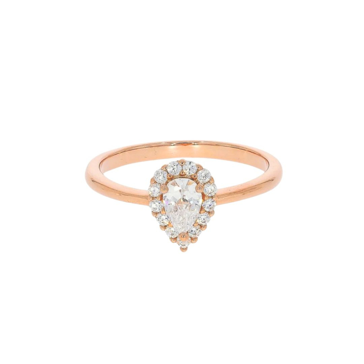 Bague poire Excellence Argent 925 R.Gold