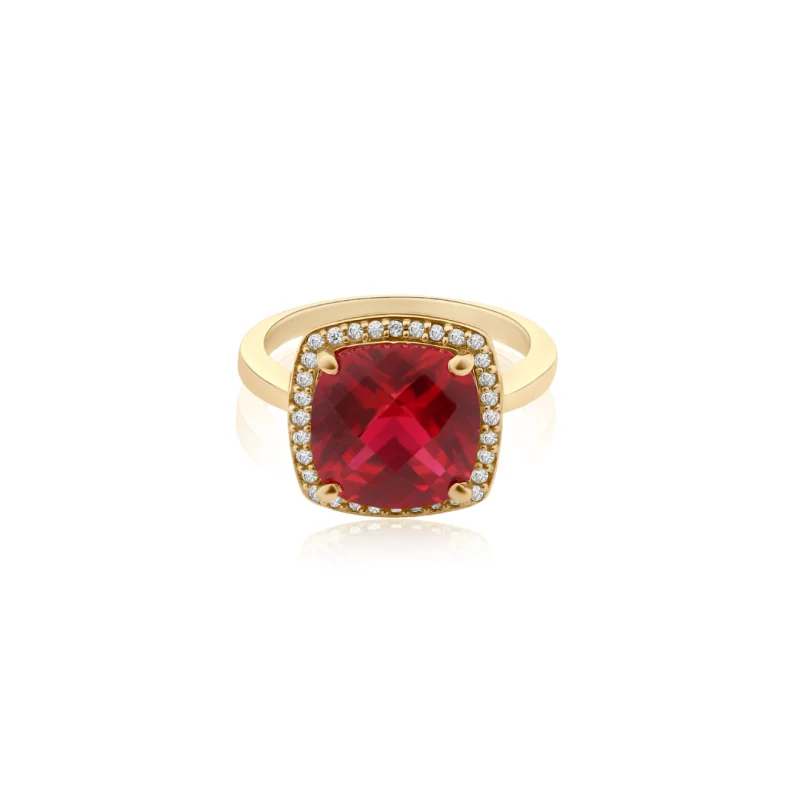 Bague Coussin Excellence Plaqué Or 18K 3Mic & RB