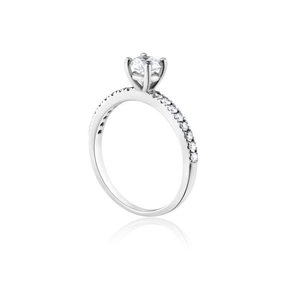 Bague Solitaire alliance Excellence Or gris 750/1000 sertie d'un diamant
