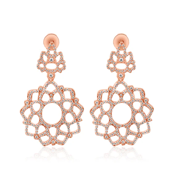 Boucles d'oreilles ovale pendantes Excellence Argent 925 R.Gold