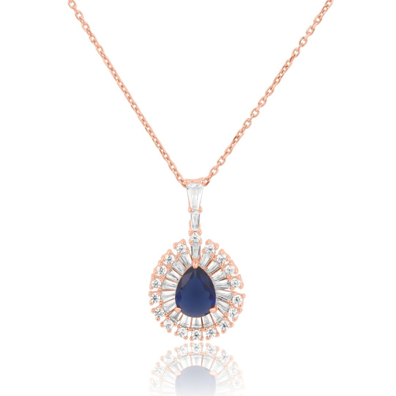Pendentif poire Excellence Argent 925 R.gold & BLU SPN