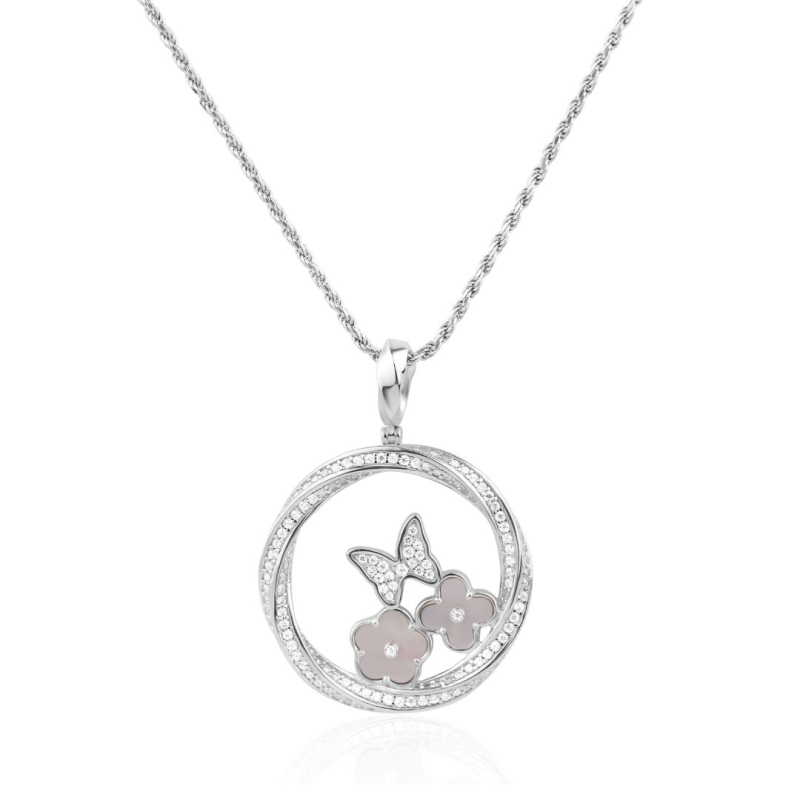 Pendentif twist Excellence Argent 925 Rh & MOP