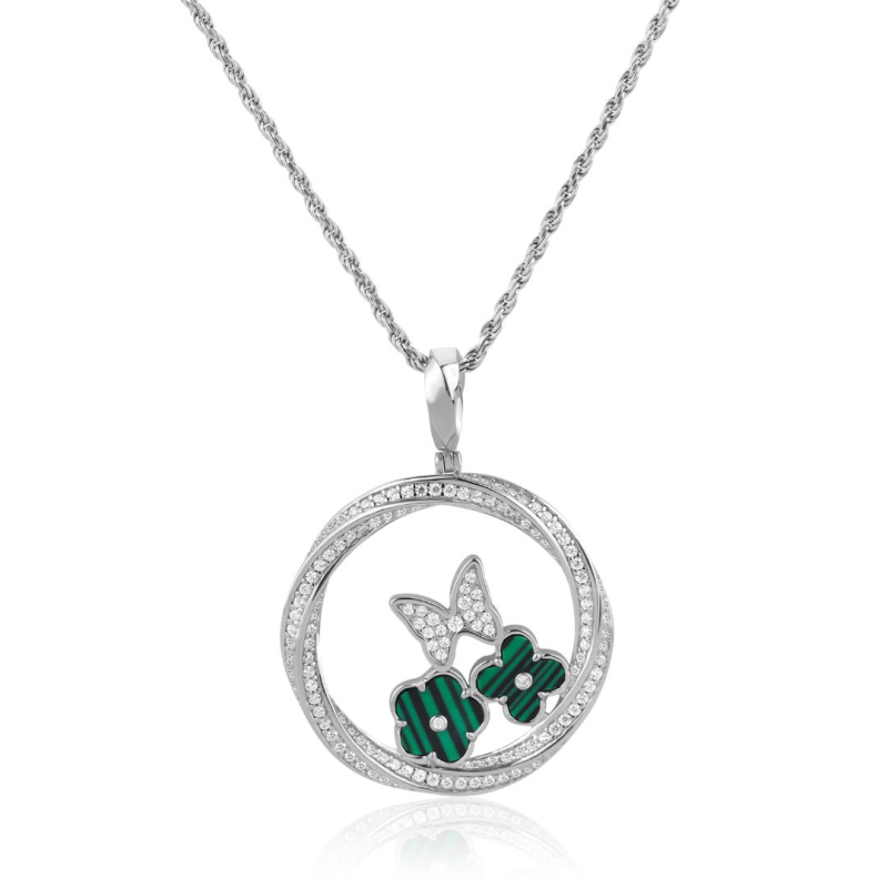 Pendentif twist Excellence Argent 925 Rh & MLK