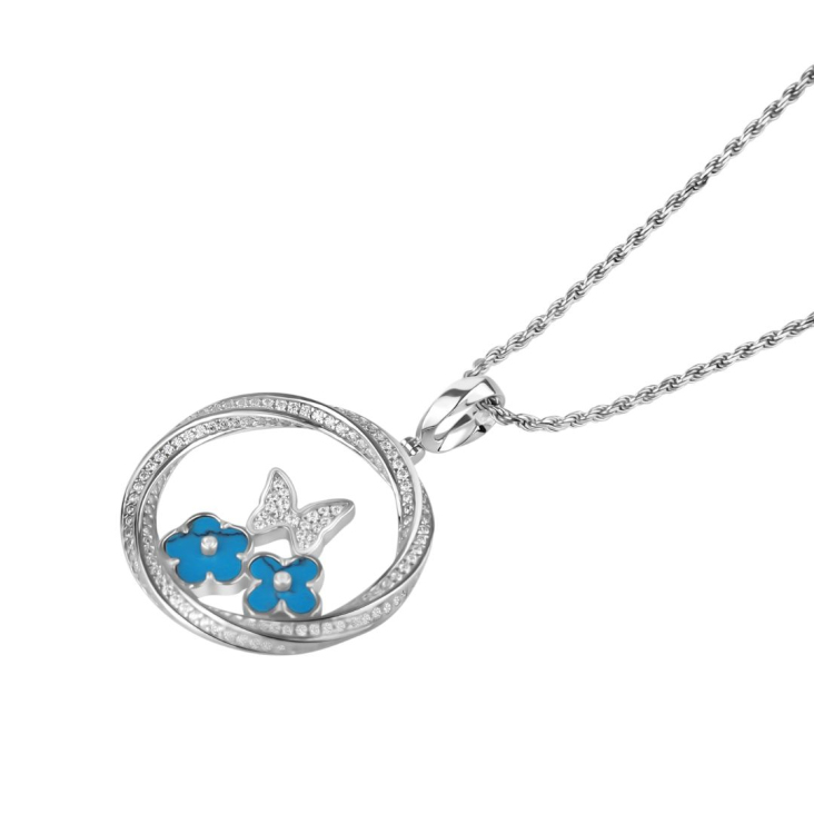 Pendentif twist Excellence Argent 925 Rh & TRQ 2