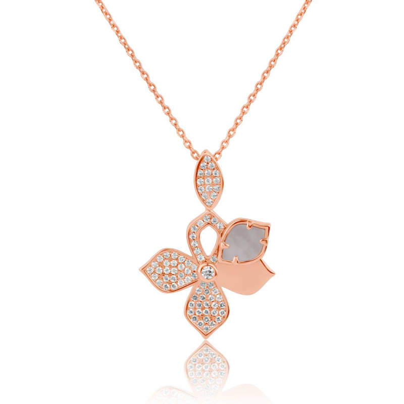 Pendentif Trèfle Excellence Argent 925 R.Gold & MOP