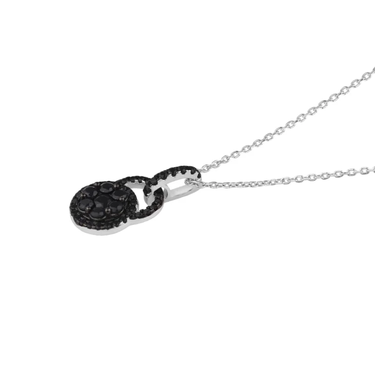 Pendentif marguerite Excellence Argent 925 Rh & BK 2