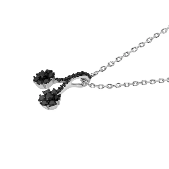 Pendentif double marguerite Excellence Argent 925 Rh & BK