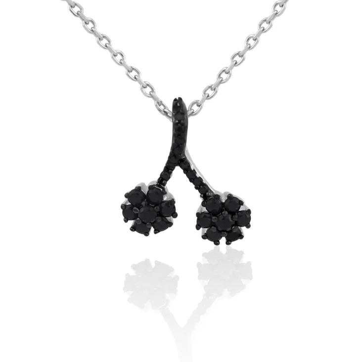 Pendentif double marguerite Excellence Argent 925 Rh & BK