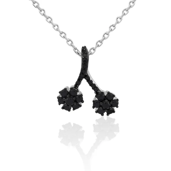 Pendentif double marguerite Excellence Argent 925 Rh & BK