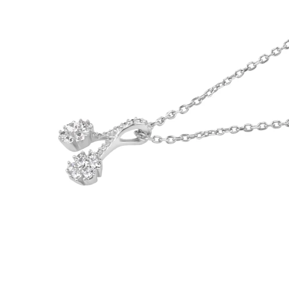 Pendentif double marguerite Excellence Argent 925 Rh