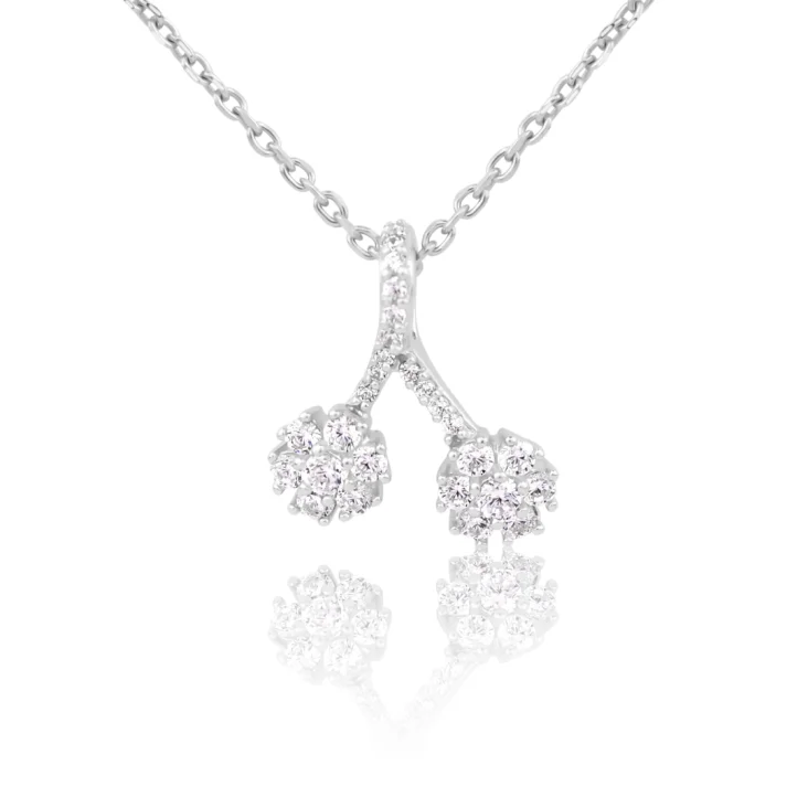Pendentif double marguerite Excellence Argent 925 Rh