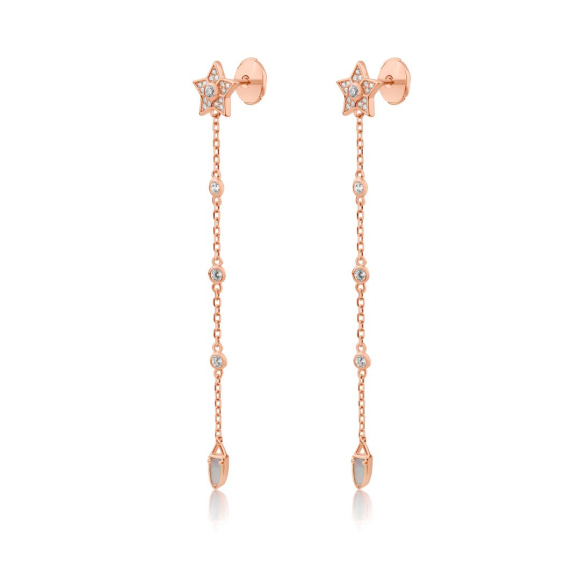 Boucles d'Oreilles étoile Excellence en Argent 925 R.Gold ornées d’une chaînette