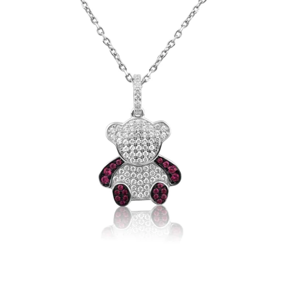 Pendentif nounours Excellence Argent 925 Rh & RB
