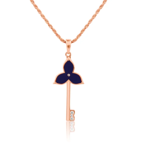 Pendentif Key Flower Excellence Argent 925 R.Gold & LPS