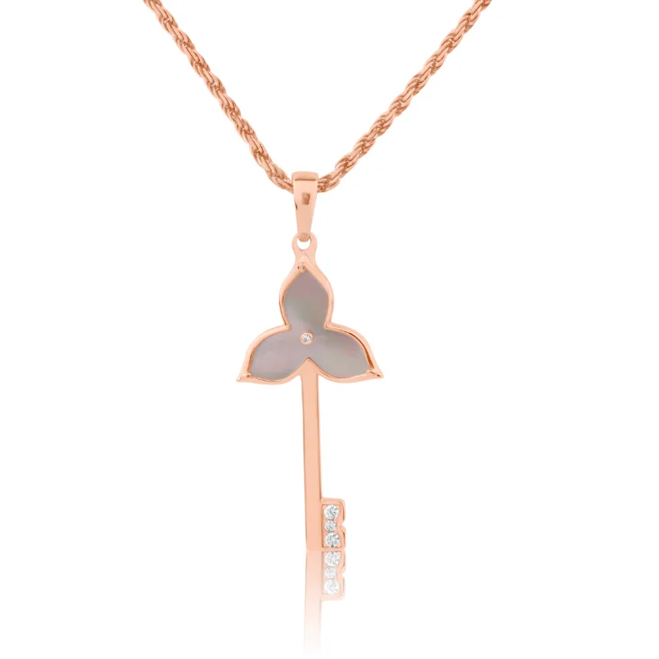 Pendentif Key Flower Excellence Argent 925 R.Gold & MOP
