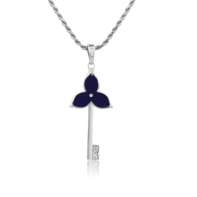 Pendentif Key Flower Excellence Argent 925 Rh & LPS