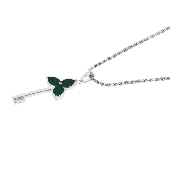 Pendentif Key Flower Excellence Argent 925 Rh & MLK