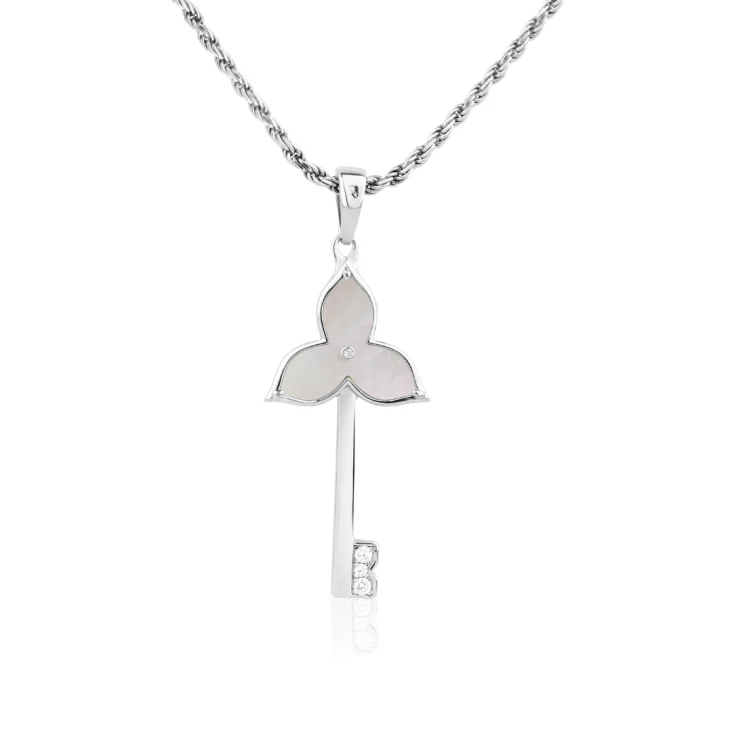 Pendentif Key Flower Excellence Argent 925 Rh & MOP