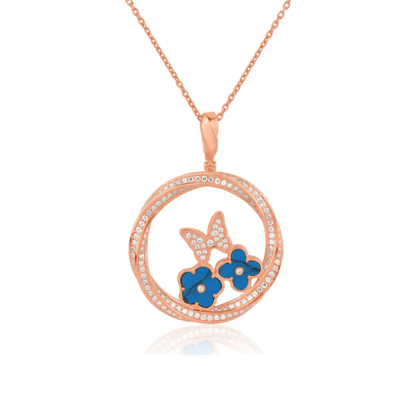 Pendentif twist Excellence Argent 925 R.Gold & TRQ