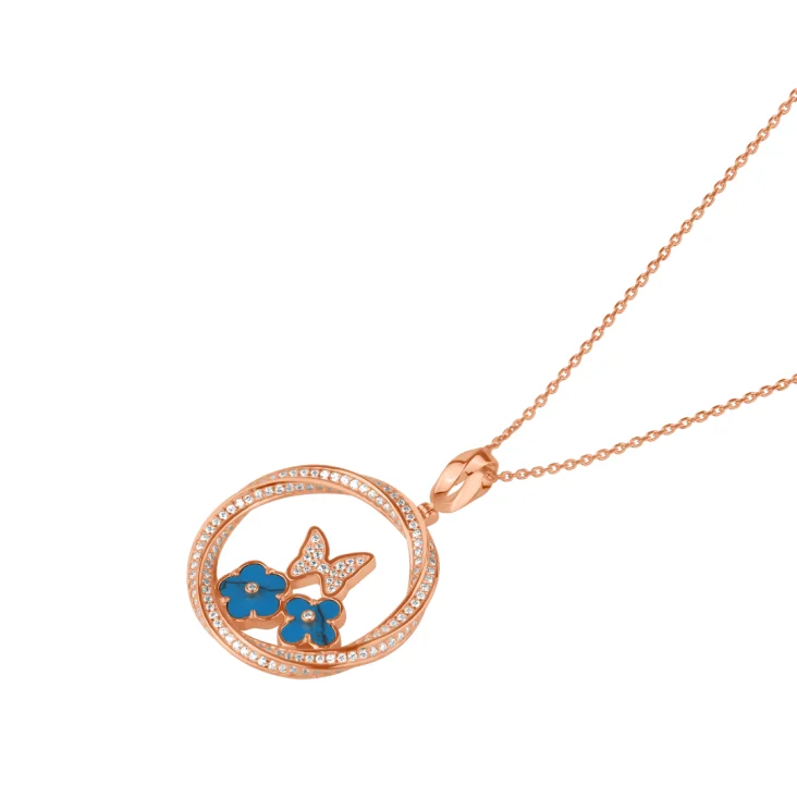 Pendentif twist Excellence Argent 925 R.Gold & TRQ 2