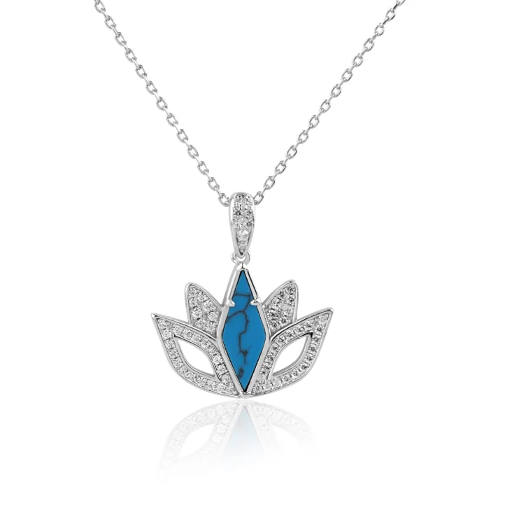 Pendentif Tulipe Excellence Argent 925 Rh & TRQ