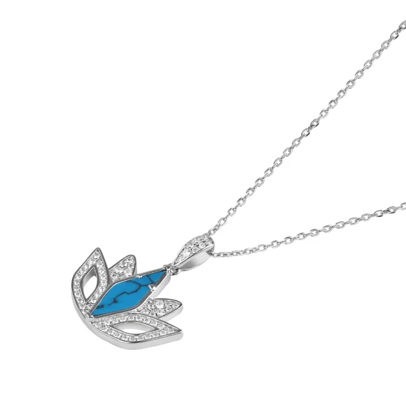 Pendentif Tulipe Excellence Argent 925 Rh & TRQ