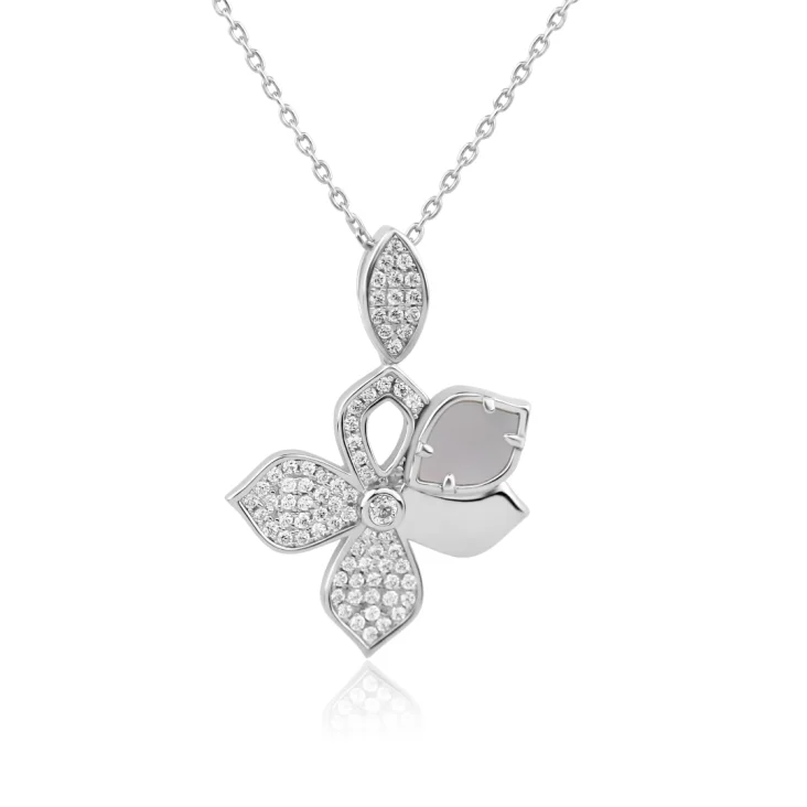 Pendentif Trèfle Excellence Argent 925 Rh & MOP