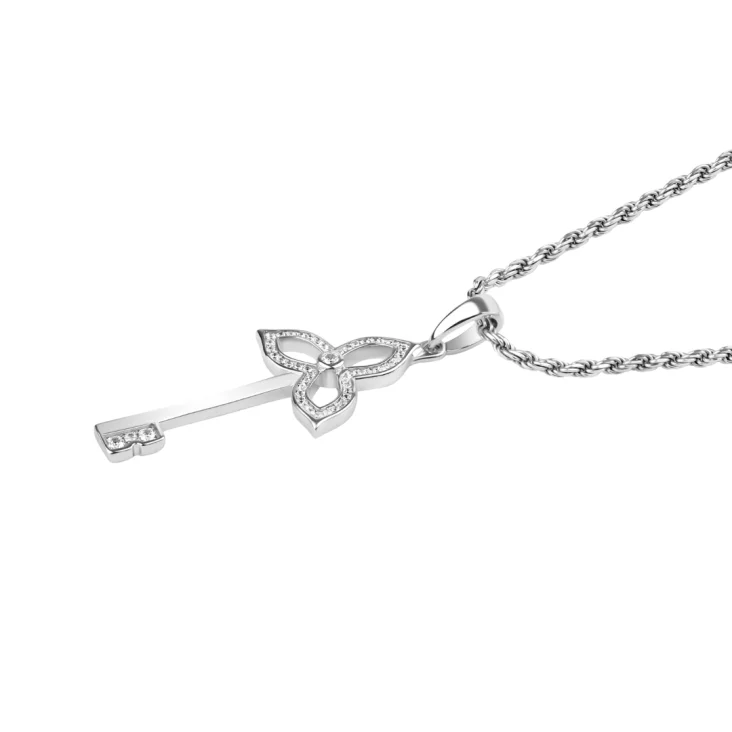 Pendentif Key Flower Excellence Argent 925 Rh 2