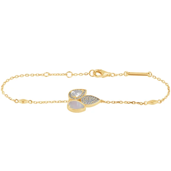 Gourmette Tulipe Excellence Plaqué Or 18K 3Mic & MOP