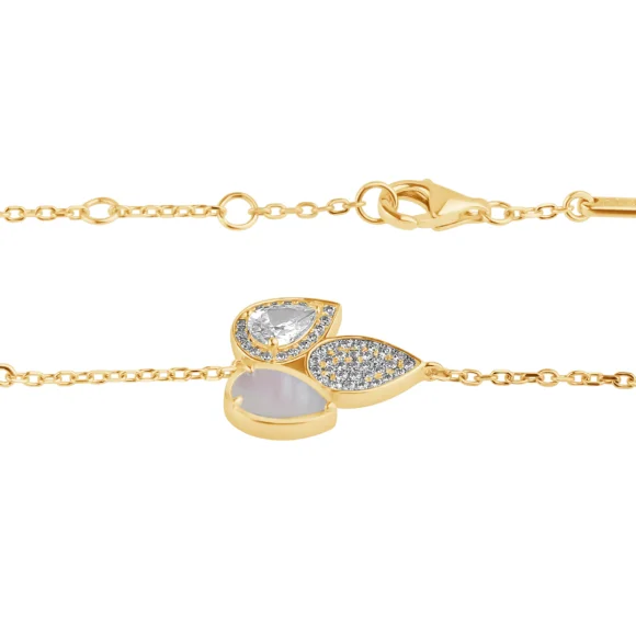 Gourmette Tulipe Excellence Plaqué Or 18K 3Mic & MOP