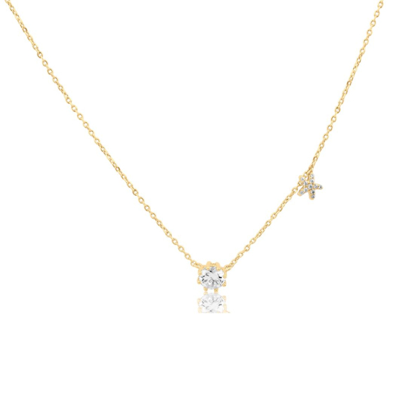Collier solitaire Excellence Plaqué Or 18K serti d'un zirconium