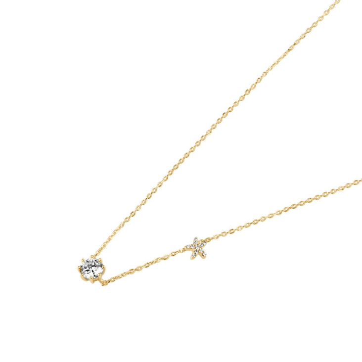 Collier solitaire Excellence Plaqué Or 18K serti d'un... 2