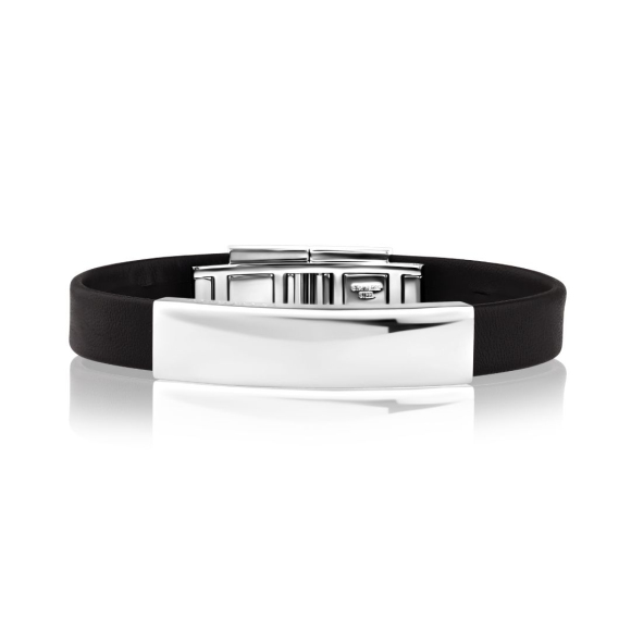 Bracelet Excellence Acier 316L & cuir marron
