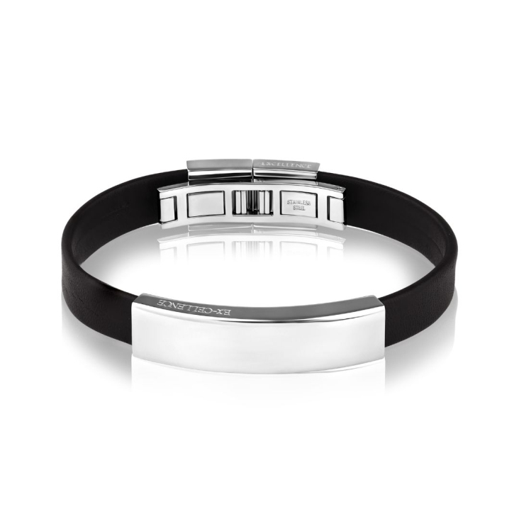 Bracelet Excellence Acier 316L & cuir marron 2