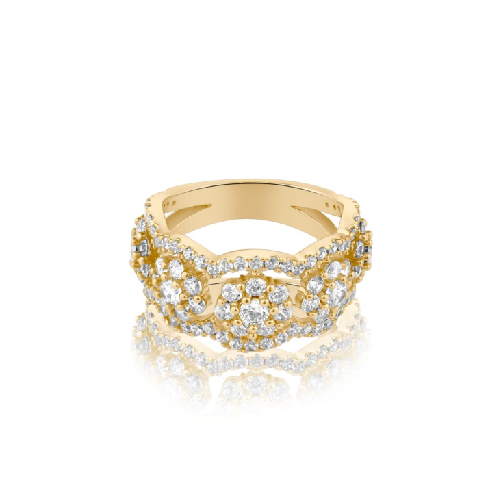 Bague 3 Margueritte Excellence Plaqué Or 18K 3Mic