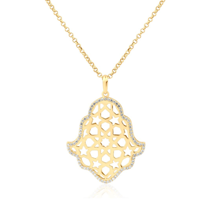 Pendentif khmissa Excellence Or jaune 750/1000 & Diamants