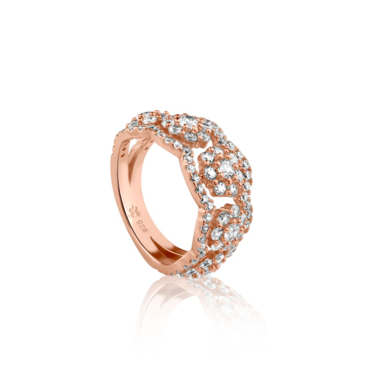 Bague 3 Marguerittes Excellence Argent 925 R.Gold 2