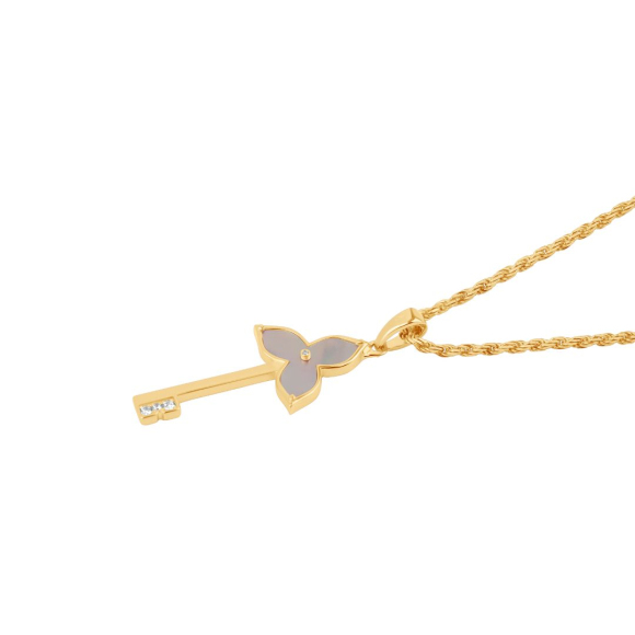 Pendentif Key Flower Excellence Plaqué Or 18K 3Mic & MOP