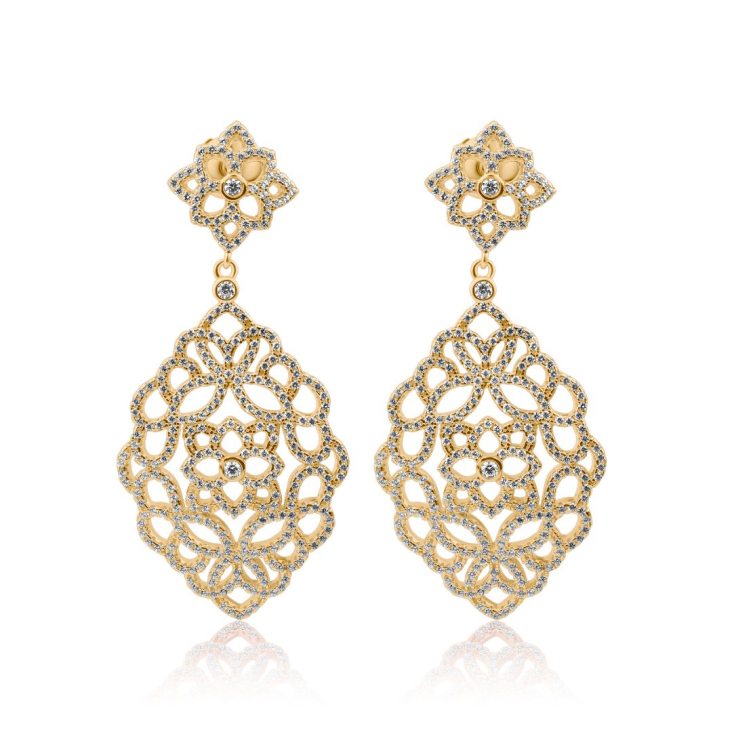 Boucles d'oreilles pendantes Excellence Plaqué Or 18K 3Mic