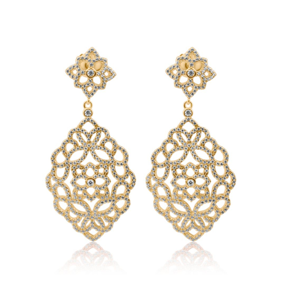Boucles d'oreilles pendantes Excellence Plaqué Or 18K 3Mic