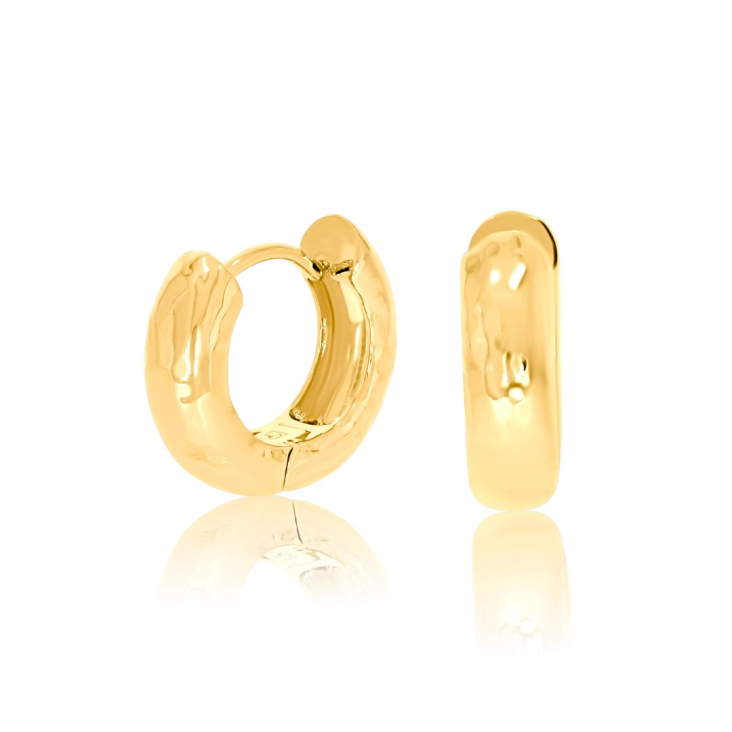 Créoles Excellence Plaqué Or 18K 3Mic Arrondies et Martelées